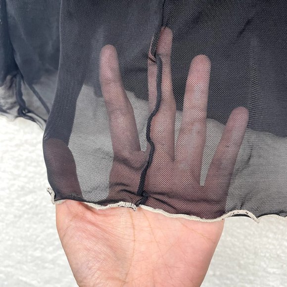 Black Chemise Slip Lingerie Womens M Medium Black Sheer Mesh Padded Embroidered - Picture 5 of 10